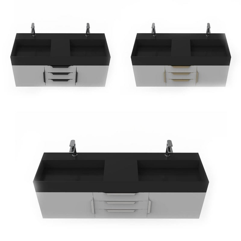 Arrowhead 60" Grey Vanity Set with ( White / Grey / Black )Top