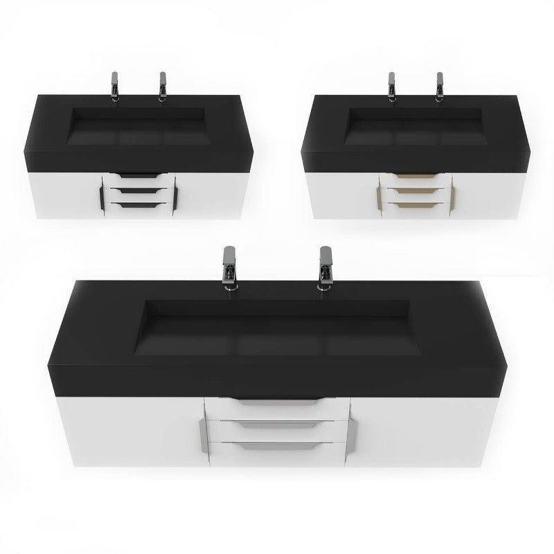 Kern 60" White Vanity Set with ( White / Grey / Black ) Top