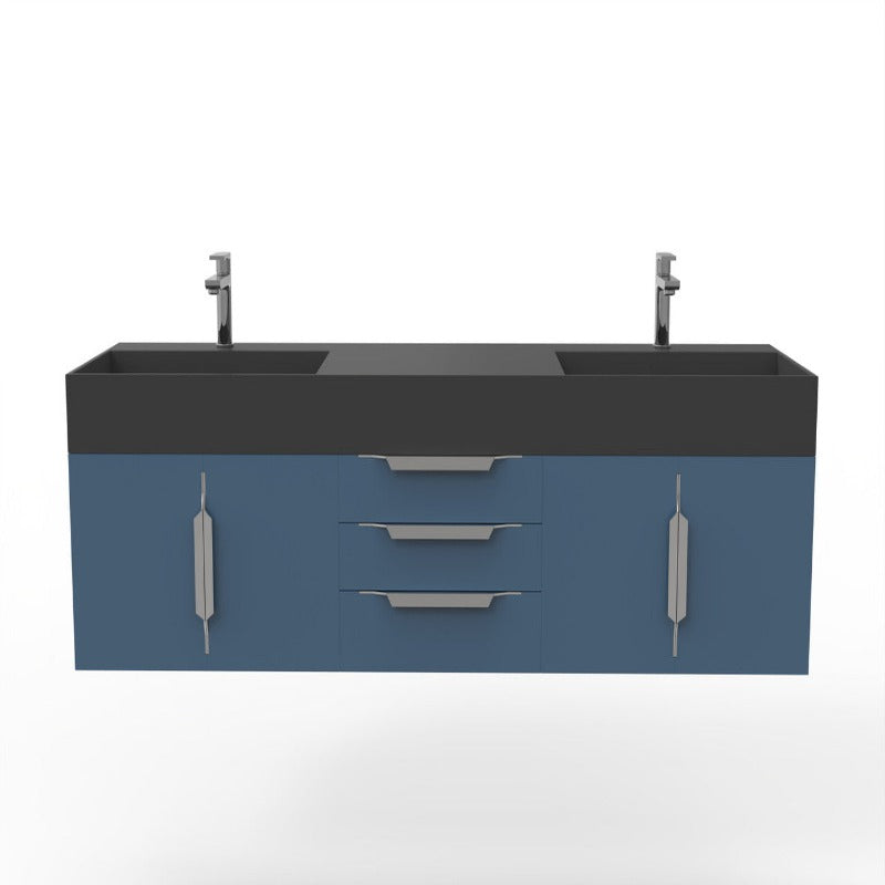Arrowhead 72" Blue Vanity Set with ( White / Grey / Black )Top