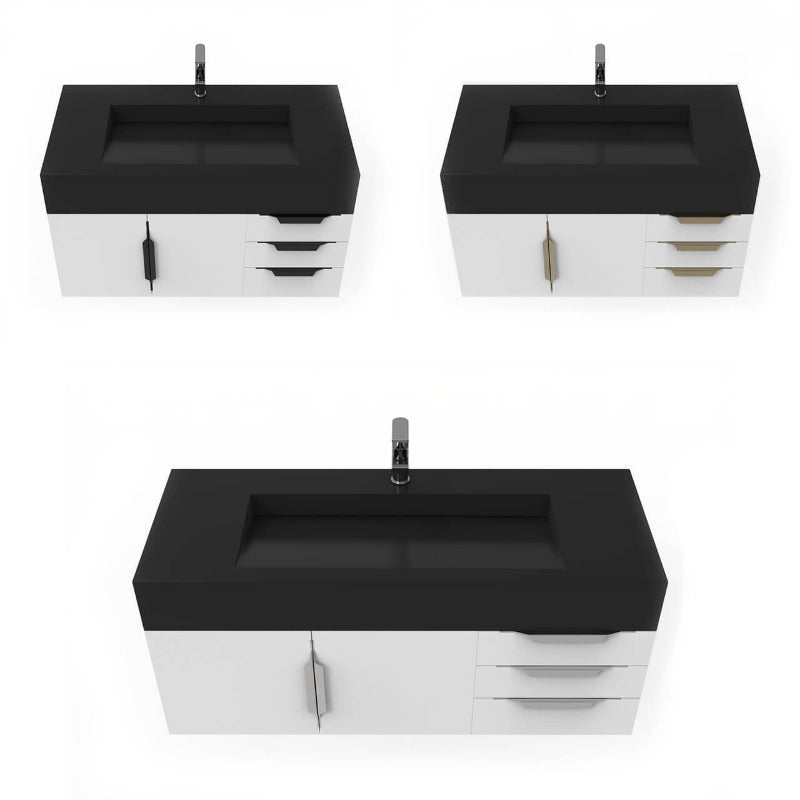 Kern 48" White Vanity Set with ( White / Grey / Black ) Top