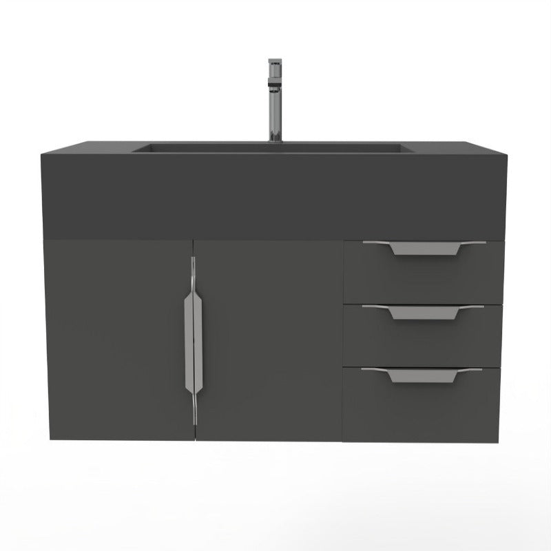 Kern 48" Black Vanity Set with ( White / Grey / Black ) Top