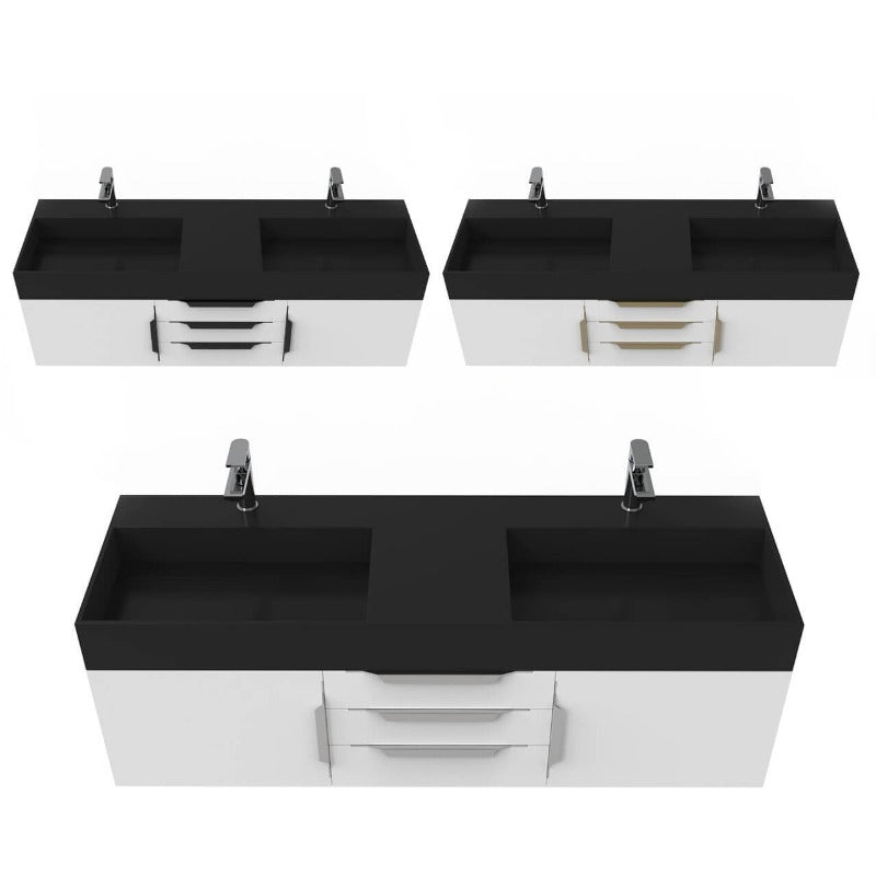 Arrowhead 60" White Vanity Set with ( White / Grey / Black ) Top