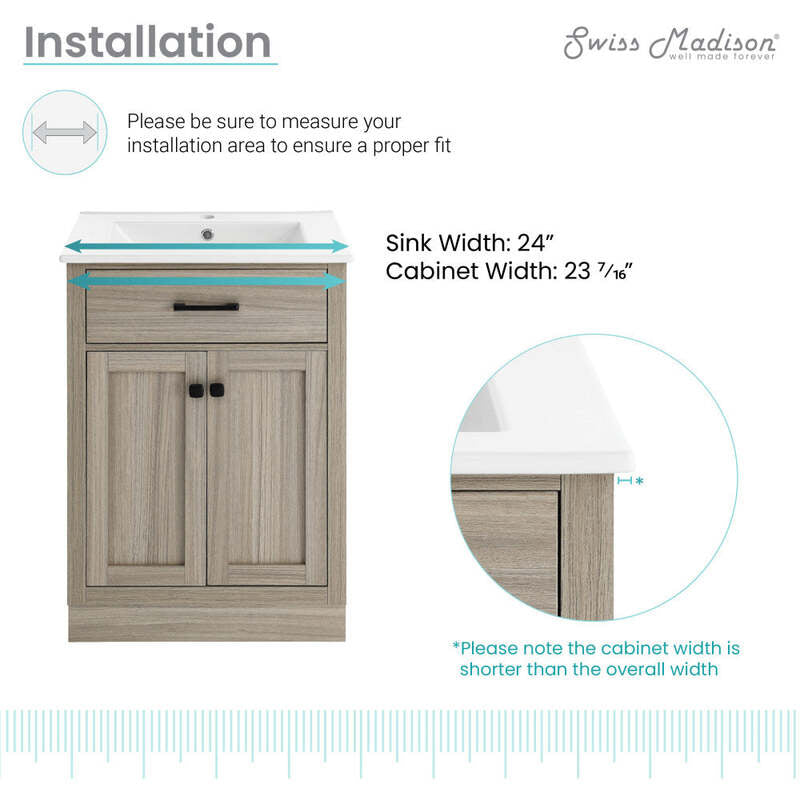 Swiss Madison Burdon 24" Bathroom Vanity in Oak