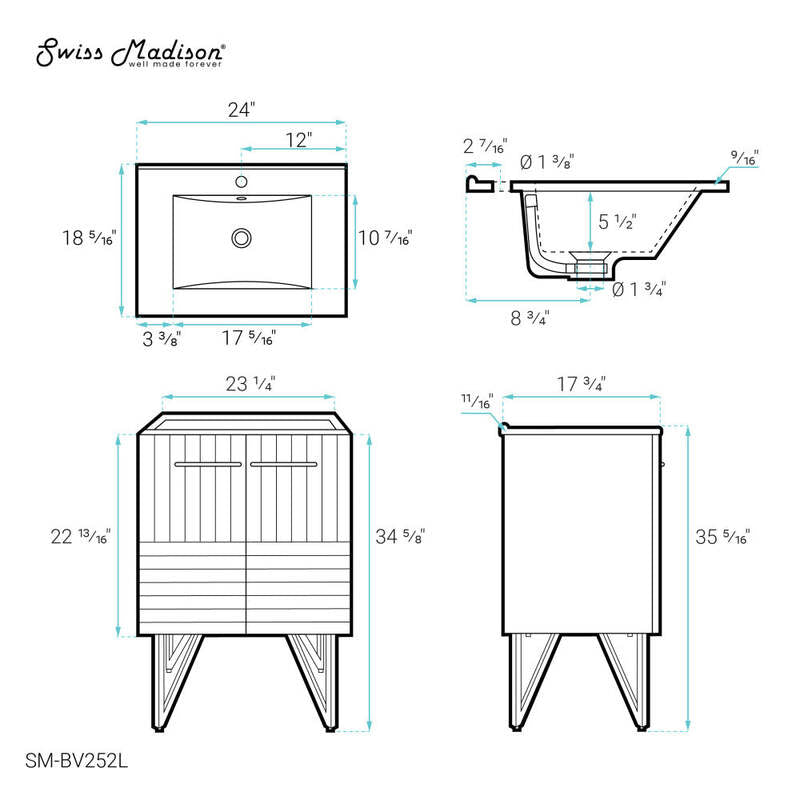 Swiss Madison Annecy 24" Bathroom Vanity in Granger Blue