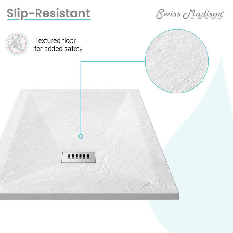 Swiss Madison Terre B Series 60" x 32" Reversible Drain Shower Base