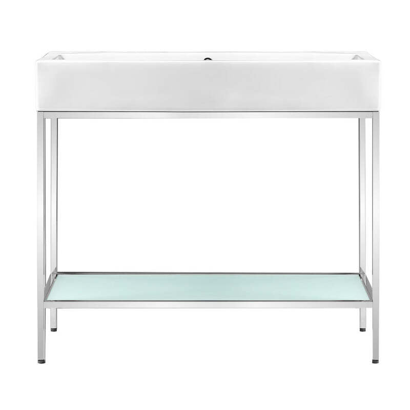 Swiss Madison Pierre 40 Single, Freestanding, Open Shelf, Chrome Metal Frame Bathroom Vanity