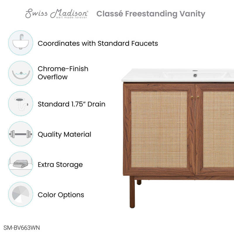 Swiss Madison Classé 36" Bathroom Vanity in Dark Walnut