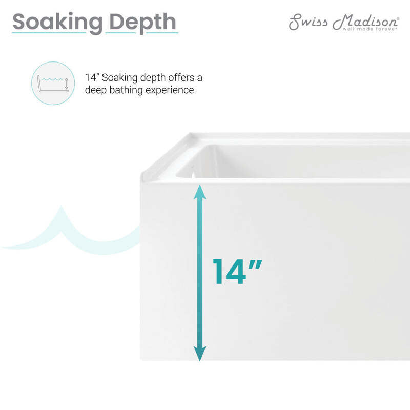Swiss Madison Voltaire 60" X 30" Left-Hand Drain Alcove Bathtub with Apron