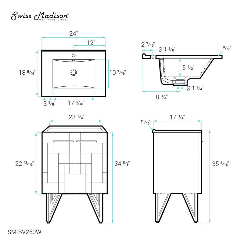 Swiss Madison Annecy 24" Bathroom Vanity in Mondrian White