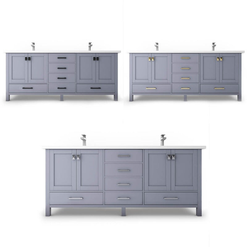 Ava 72" ( White / Grey / Blue ) Vanity Set with White And Black Top