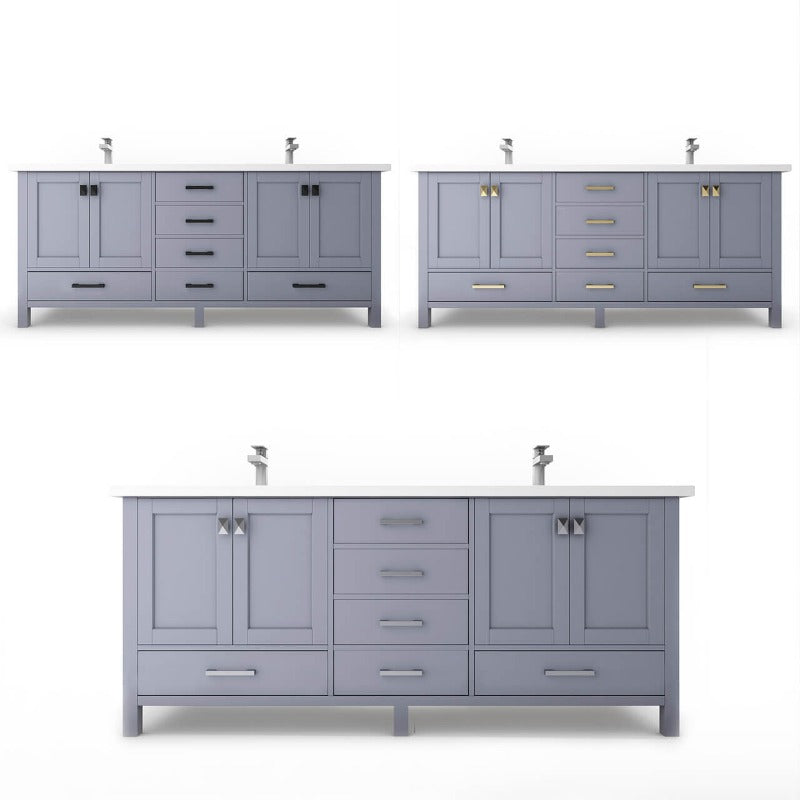 Ava 60" ( White / Grey / Black / Blue ) Vanity Set with White And BlackTop