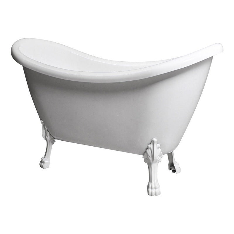 59" White Clawfoot Acrylic Soaking Bathtub (Chrome / Brushed Nickel / White / Gold / Black Feet)
