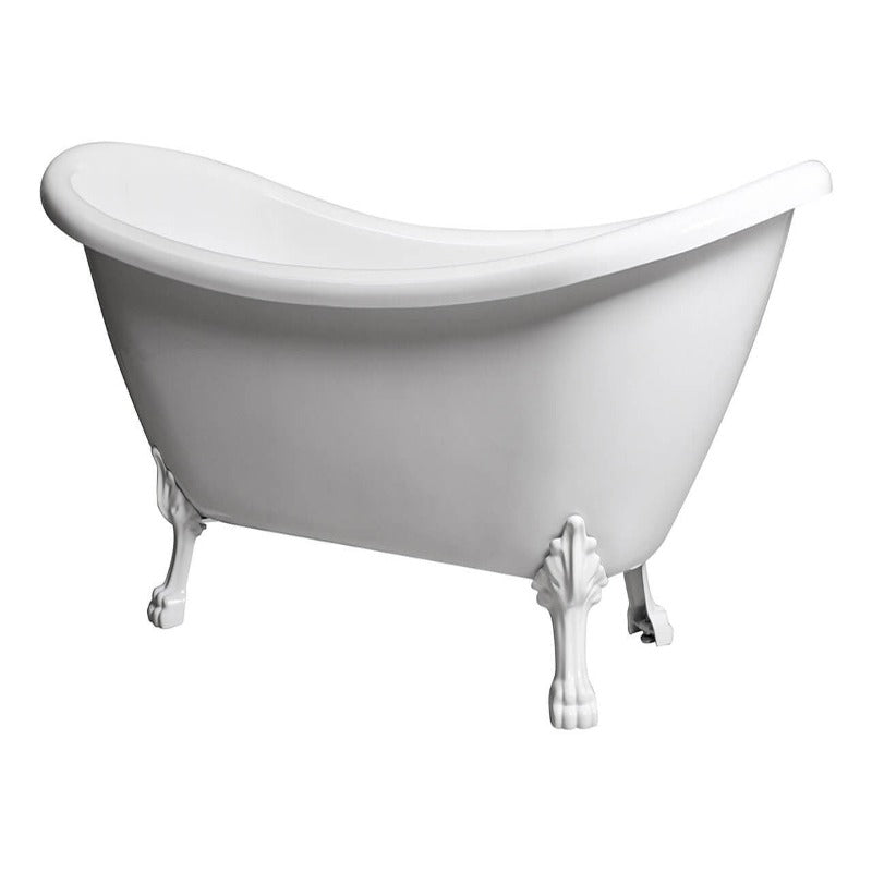 69" White Clawfoot Acrylic Soaking Bathtub (Chrome / Brushed / White / Black / Gold Feet)