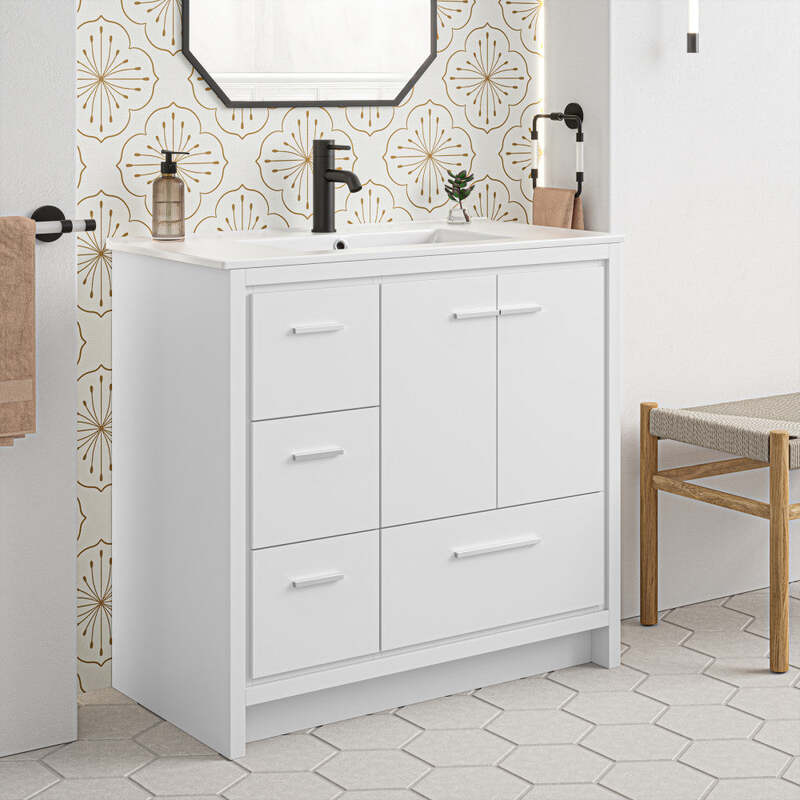 Swiss Madison Virage 36 Freestanding, Bathroom Vanity in Glossy White