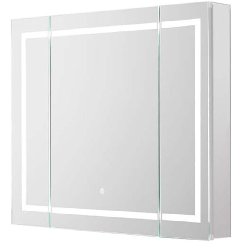 AQUADOM Royale Plus LED Lighted Triple Door Medicine Cabinet, Anti-Fog, Dimmable, Recessed or Surface 48" x 5" x 36"