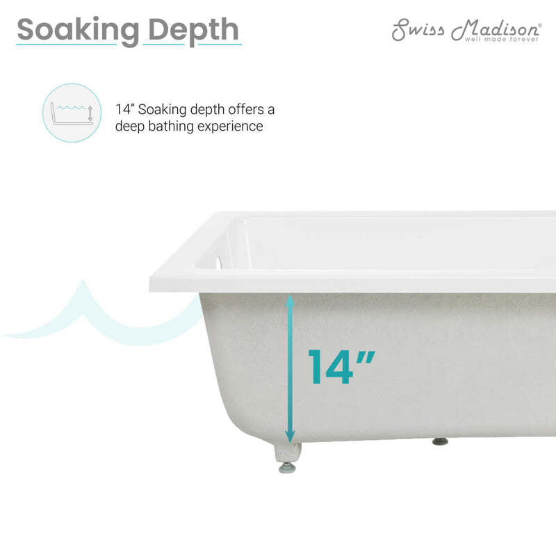 Swiss Madison Voltaire 48" x 32" Reversible Drain Drop-In Bathtub
