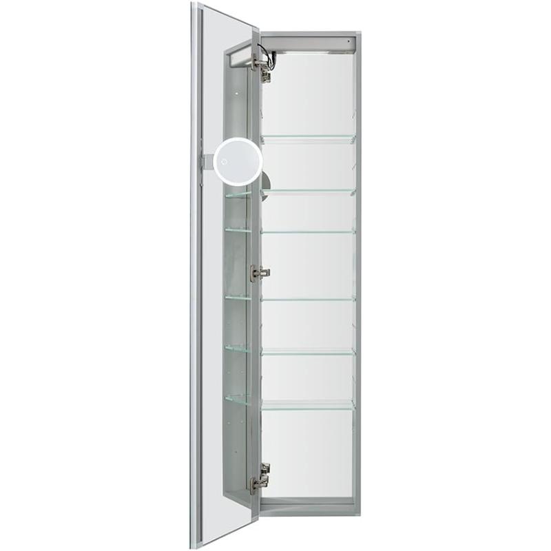 AQUADOM Edge Royale Side Bathroom Cabinet Tall Full Length LED Lighted Medicine Cabinet, Left-Handed, Antifog 15" x 5" x 70"