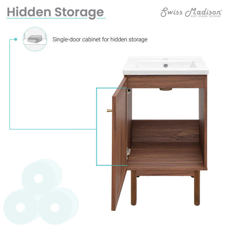 Swiss Madison Classé 18" Bathroom Vanity in Dark Walnut