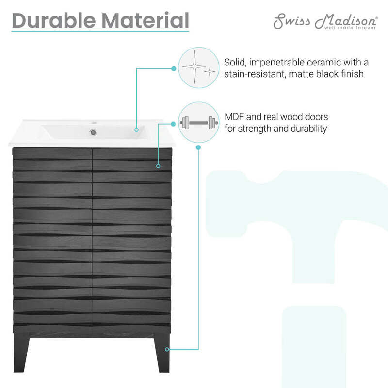 Swiss Madison Cascade 24" Bathroom Vanity in Black