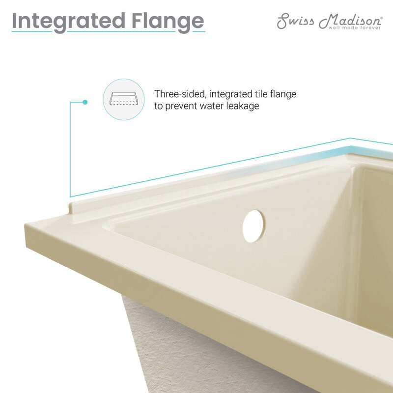 Swiss Madison Voltaire 48" X 32" Right-Hand Drain Alcove Bathtub in Bisque