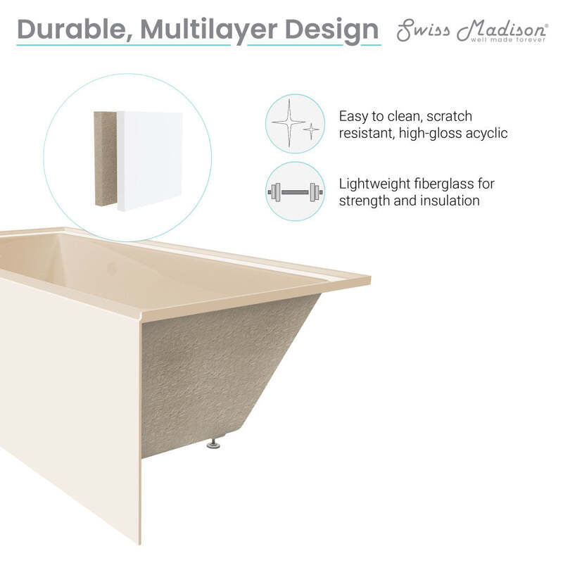 Swiss Madison Voltaire 48" X 32" Left-Hand Drain Alcove Bathtub with Apron in Bisque