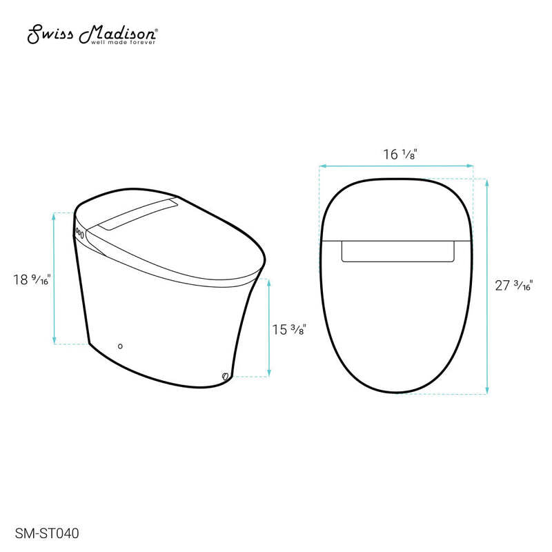 Swiss Madison Hugo Smart Tankless Elongated Toilet, Touchless Vortex™ Dual-Flush 1.1/1.6 gpf