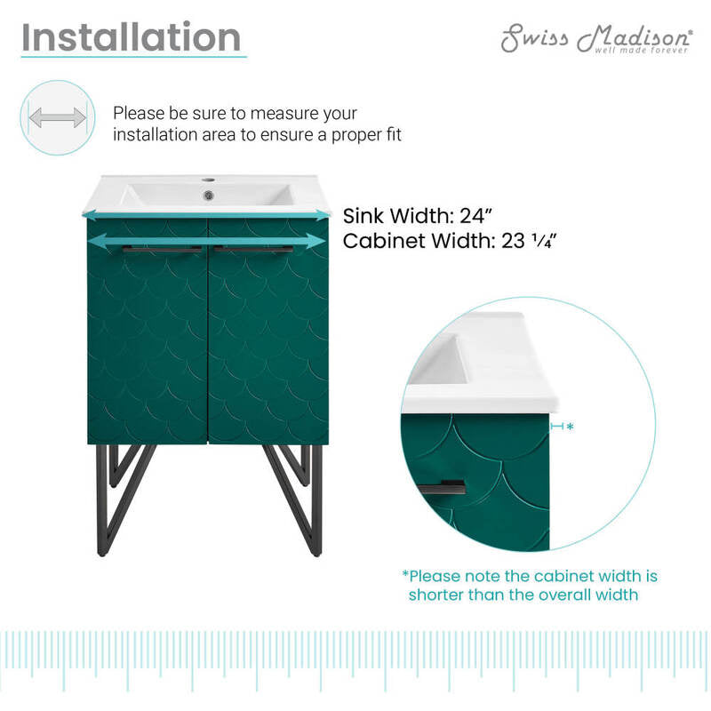 Swiss Madison Annecy 24" Bathroom Vanity in Barracuda Teal