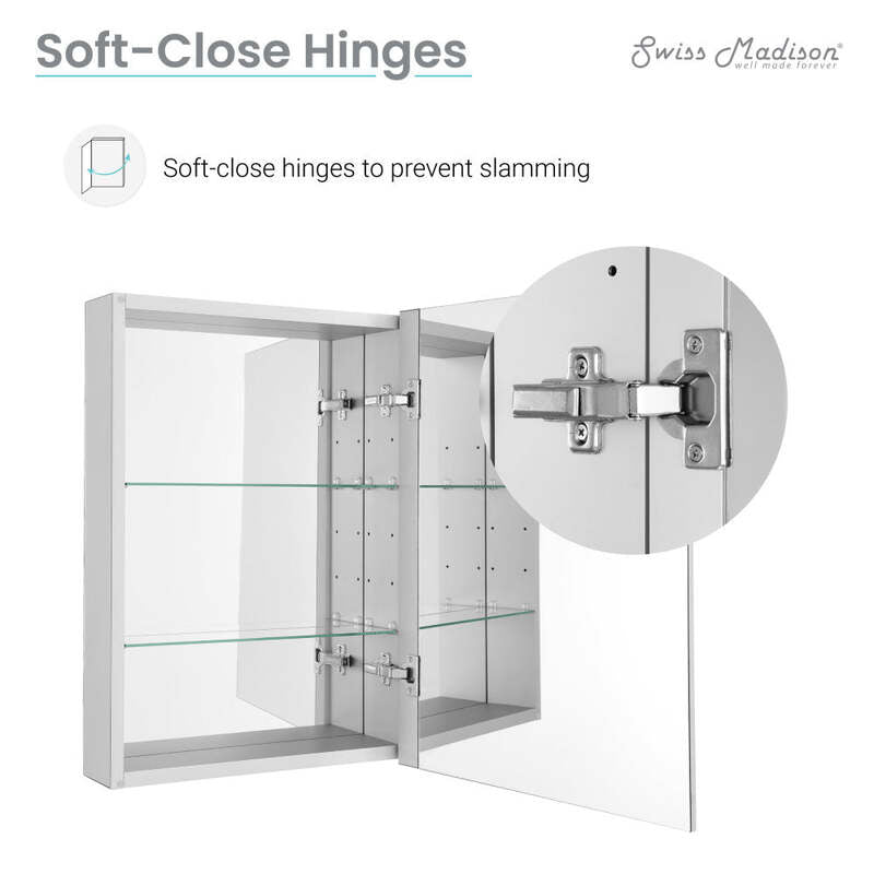 Swiss Madison Cache 20 in. x 30 in. Mirrored Aluminum Medicine Cabinet
