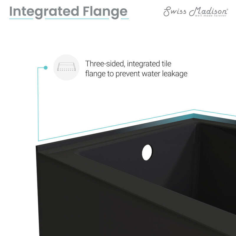 Swiss Madison Voltaire 54" X 30" Left-Hand Drain Alcove Bathtub with Apron in Matte Black