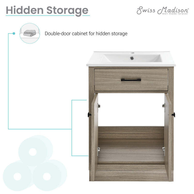 Swiss Madison Burdon 24" Bathroom Vanity in Oak