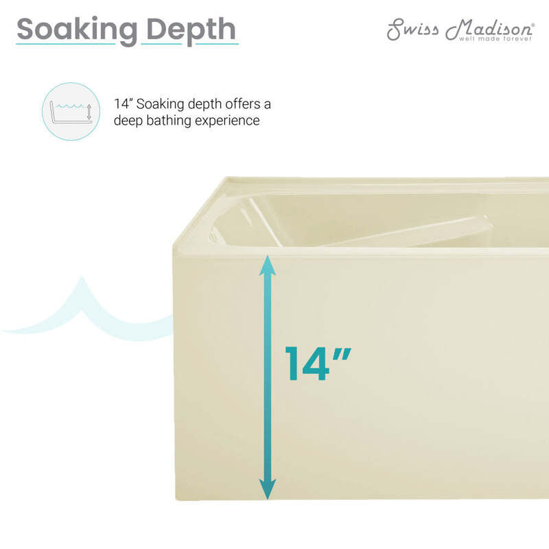 Swiss Madison Voltaire 54" X 30" Right-Hand Drain Alcove Bathtub with Apron in Bisque