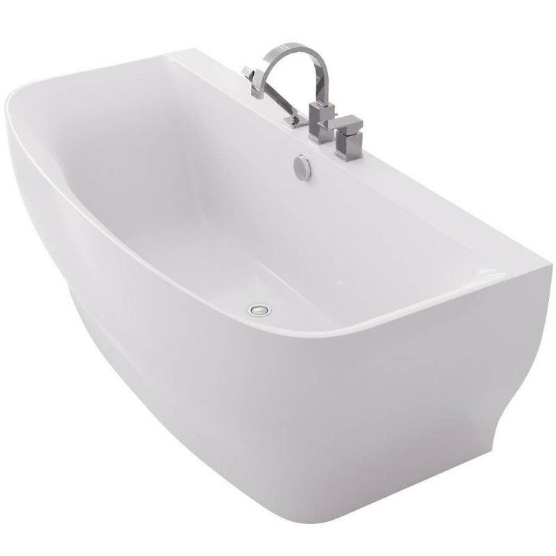 Bank Series 5.41 ft. Freestanding Bathtub with Deck Mounted Faucet in White - ANZZI FT-FR112473CH