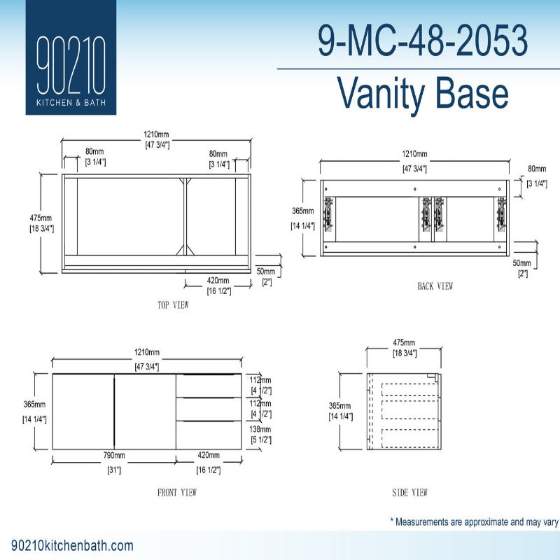 Kern 48" Blue Vanity Set with ( White / Grey / Black ) Top
