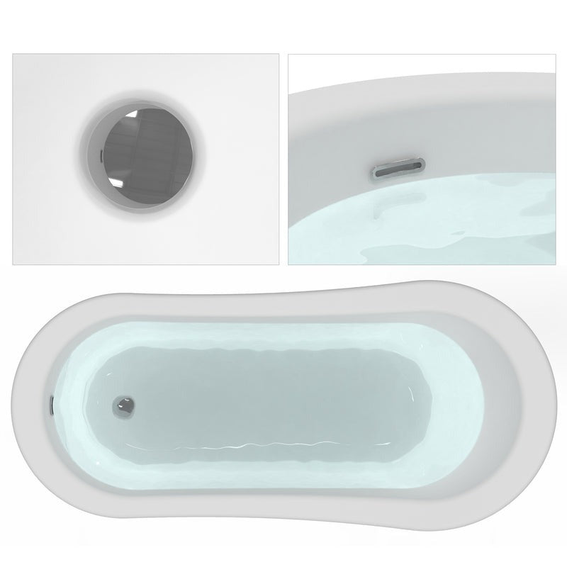 Heatgene Acrylic Freestanding Soaking Bathtub, UPC Certified, Drain & Overflow Assembly Included HG9002
