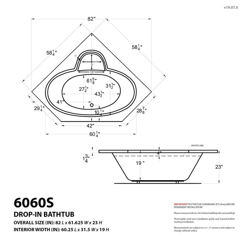 ATLANTIS WHIRLPOOLS SUBLIME 60 X 60 CORNER SOAKING BATHTUB 6060SS