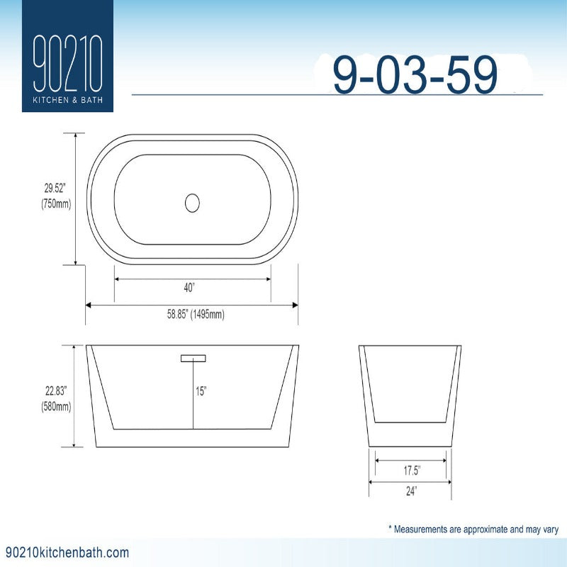 Christina 59" Freestanding Acrylic Soaking Bathtub( White / Black)