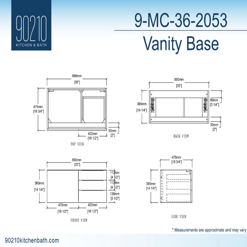 Kern 36" Blue Vanity Set with  ( White / Grey / Black )Top