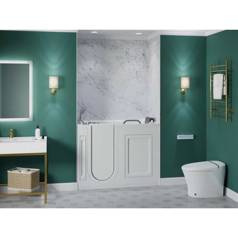 Left Drain FULLY LOADED Walk-in Bathtub with Air Jets and Whirlpool Massage Jets Hot Tub | Quick Fill Waterfall Tub Filler with 6 Setting Handheld Shower Sprayer | Including Aromatherapy, LED Lights, V-Shaped Back Jets, and Auto Drain | 2753FLWL