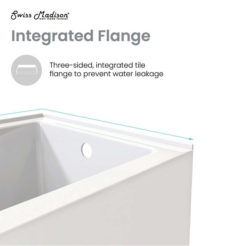 Swiss Madison Voltaire 48 x 30" Right-Hand Drain Alcove Integrated Armrest Bathtub with Apron