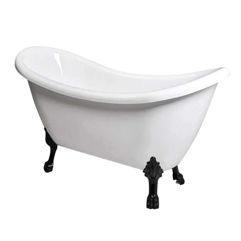 69" White Clawfoot Acrylic Soaking Bathtub (Chrome / Brushed / White / Black / Gold Feet)