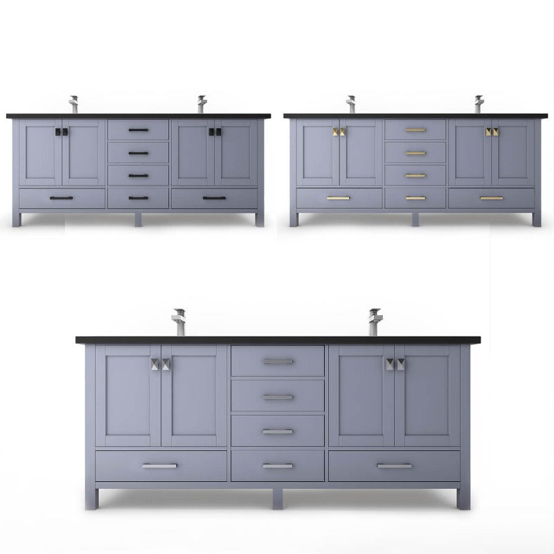 Ava 60" ( White / Grey / Black / Blue ) Vanity Set with White And BlackTop