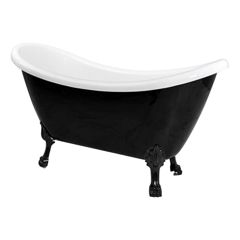 69" Black Clawfoot Acrylic Soaking Bathtub (Chrome / Brushed / White / Black / Gold Feet)
