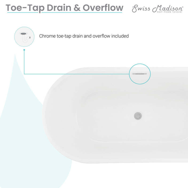 Swiss Madison Claire 60" Freestanding Bathtub Matte Black and Matte White