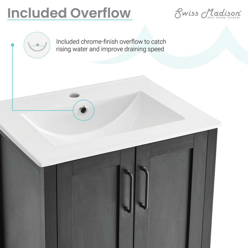 Swiss Madison Avallon 24" Bathroom Vanity in Matte Black