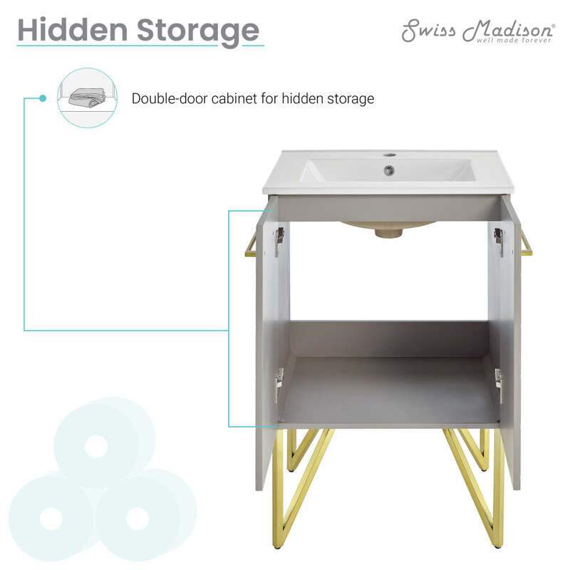 Swiss Madison Annecy 24" Bathroom Vanity in Diamond Grey