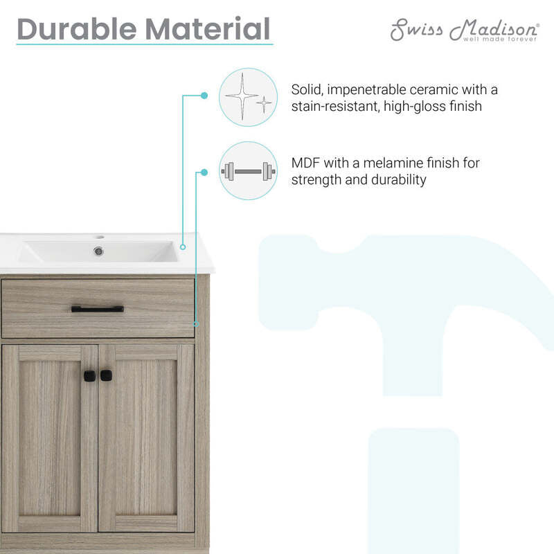 Swiss Madison Burdon 24" Bathroom Vanity in Oak