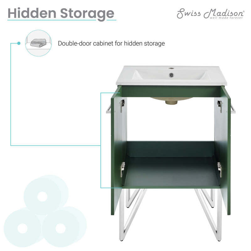 Swiss Madison Annecy 24" Bathroom Vanity in Atlas Green