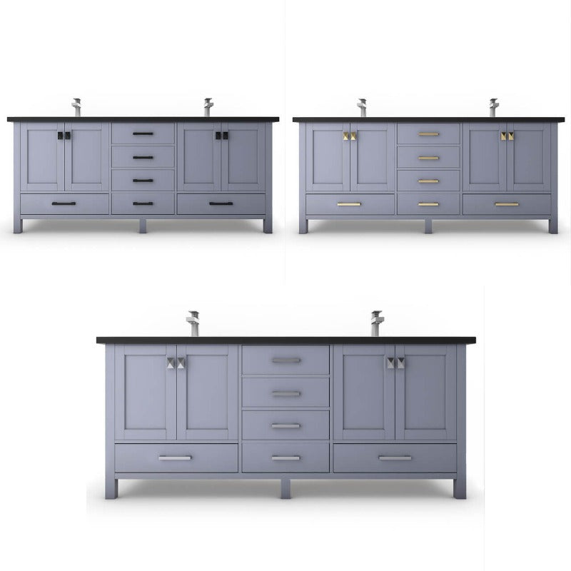 Ava 72" ( White / Grey / Blue ) Vanity Set with White And Black Top