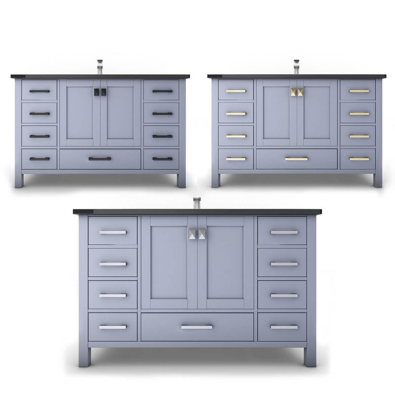 Ava 48" ( White / Grey / Blue ) Vanity Set with White And Black Top