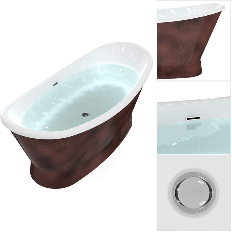 Heatgene 66' Acrylic Copper Skirt Free Standing Bathtub UPC Certified Bronze Finish HG509